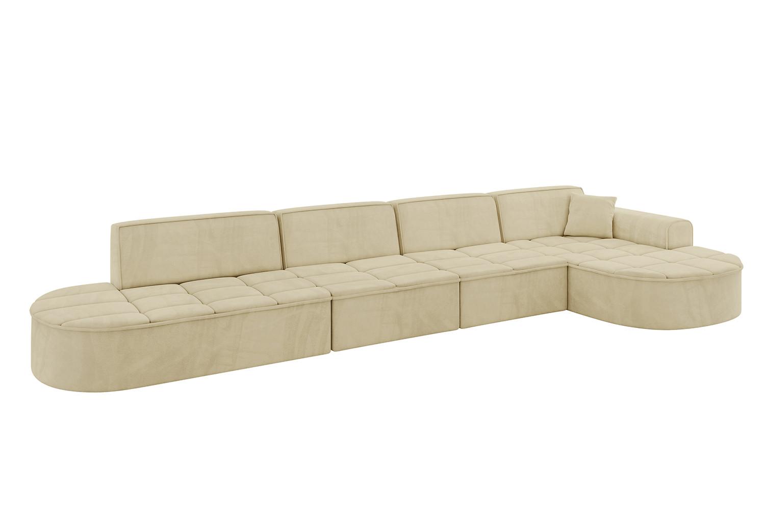 ECKSOFA Ottomane Rechts TARO-L3 - 413x171x79,5 cm Beige - Beige, Holzwerkstoff/Textil (413/171cm) - ALTDECOR