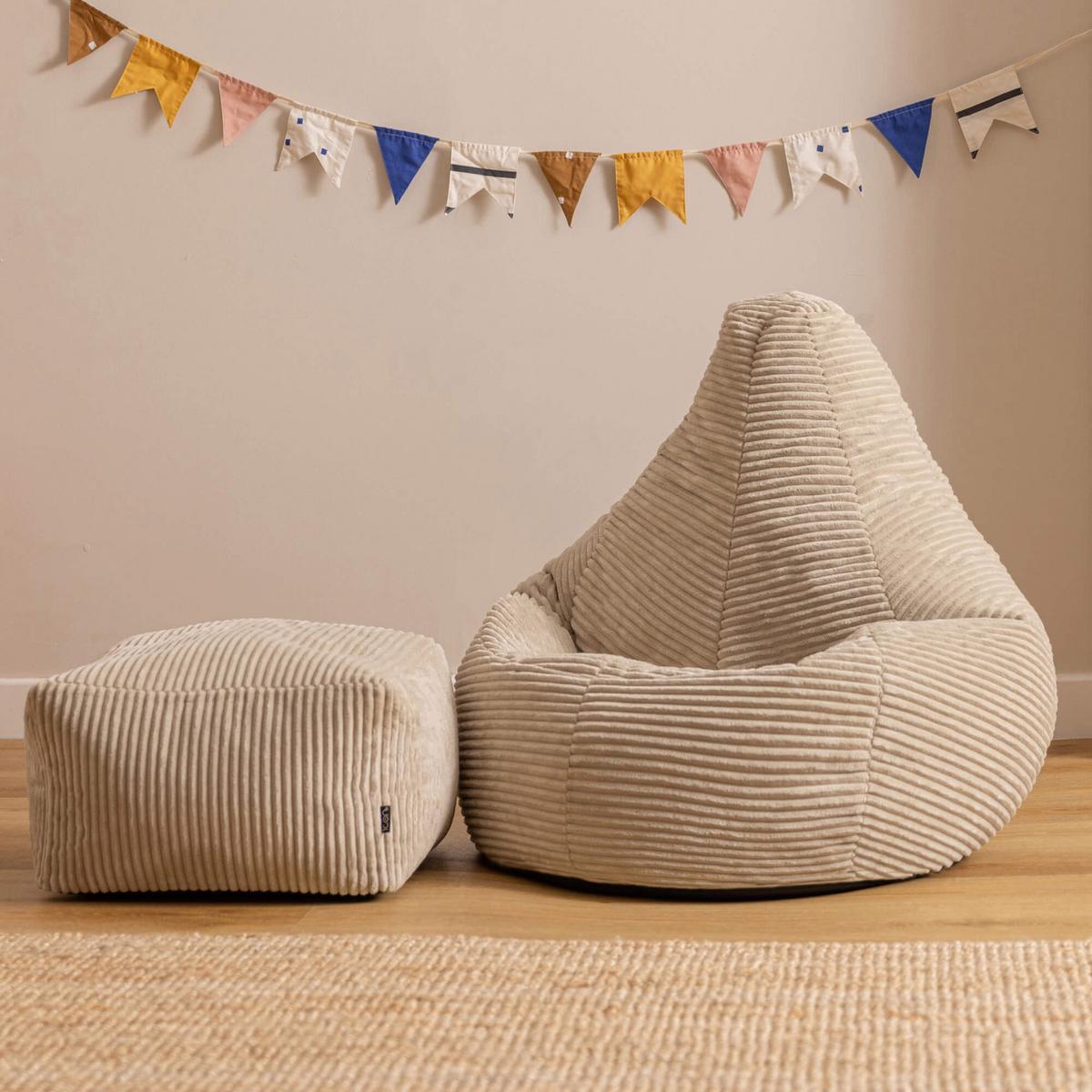 KINDERSITZSACK mit Hocker Dalton Cord - Beige, Textil (69/59/65cm) - icon