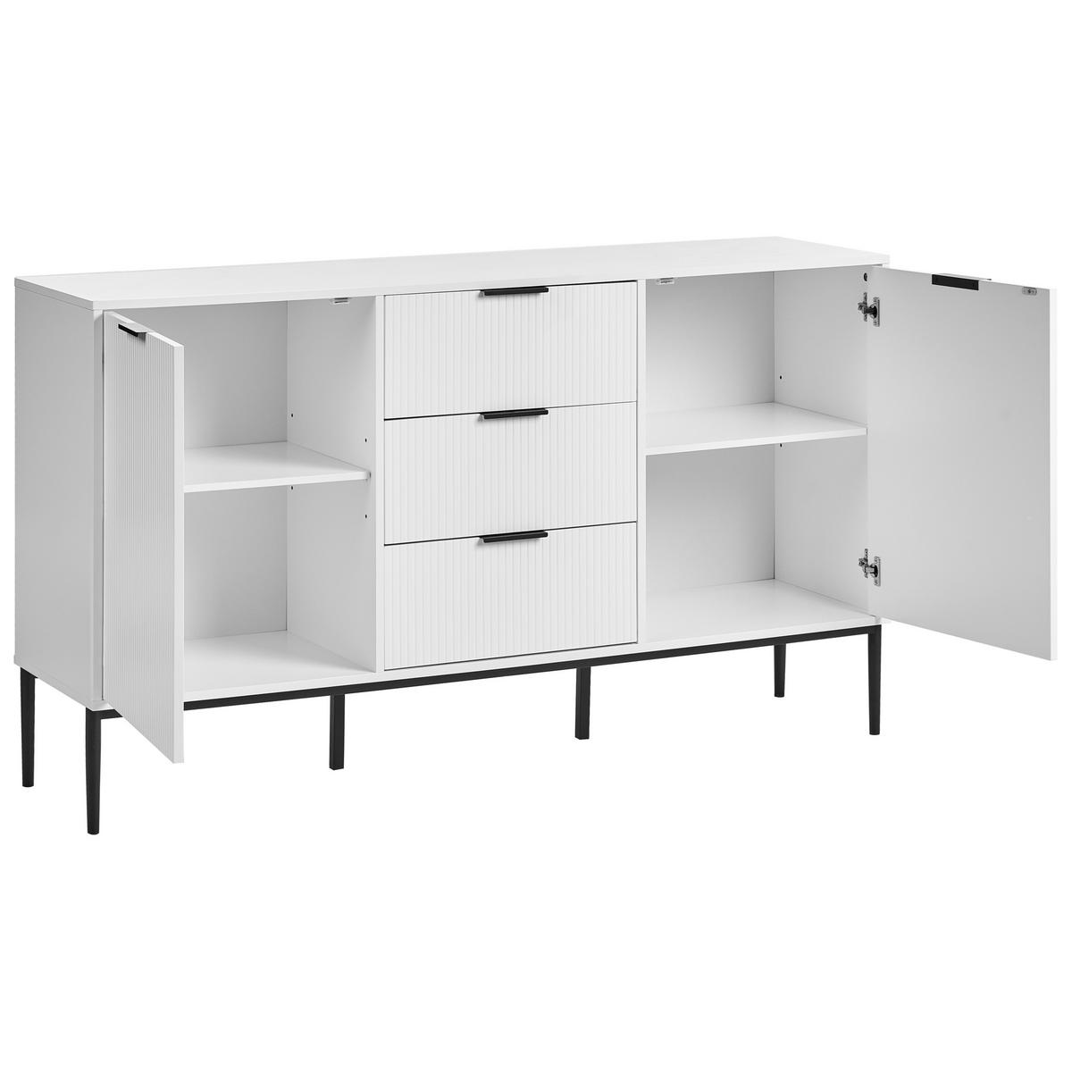 SIDEBOARD mit 2 Türen Weiß Leduc - Schwarz/Weiß, Holzwerkstoff/Metall (150/86/40cm) - Beliani