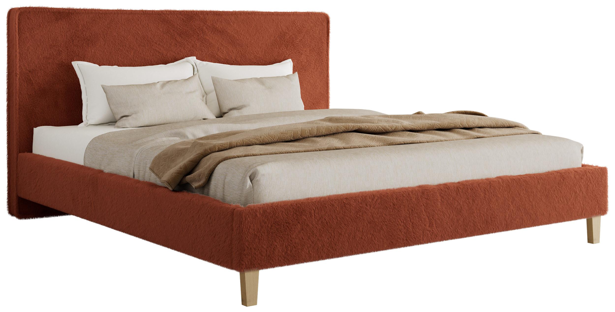 POLSTERBETT LUMARO CLASSIC 200/200 - Orange Plüsch - Matratze Foam - Orange/Kernbuche, Holz/Textil (200/200cm) - MKS