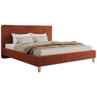 POLSTERBETT LUMARO CLASSIC 200/200 - Orange Plüsch - Matratze Foam - Orange/Kernbuche, Holz/Textil (200/200cm) - MKS