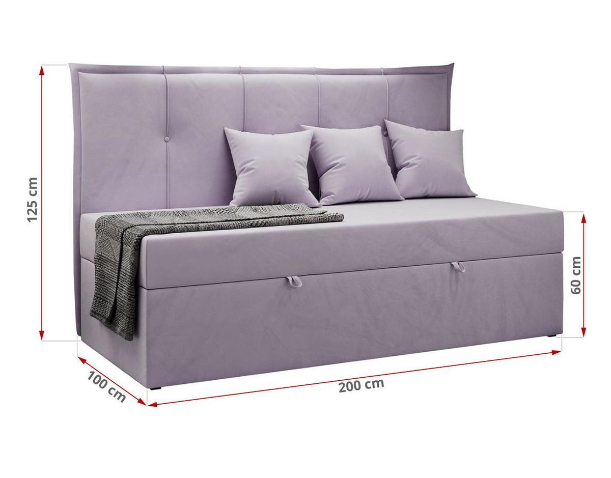 BOXBETT BANCO 90/200 Violett Velvet - H3 - Violett, Holz/Textil (90/200cm) - MKS