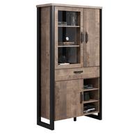 VITRINE Eiche Tabak, schwarz 106 x 195 cm, Vitrinenschrank für Wohn- und Esszimmer - Eichefarben/Schwarz, Glas/Holzwerkstoff (45/195/106cm) - Top.Furn