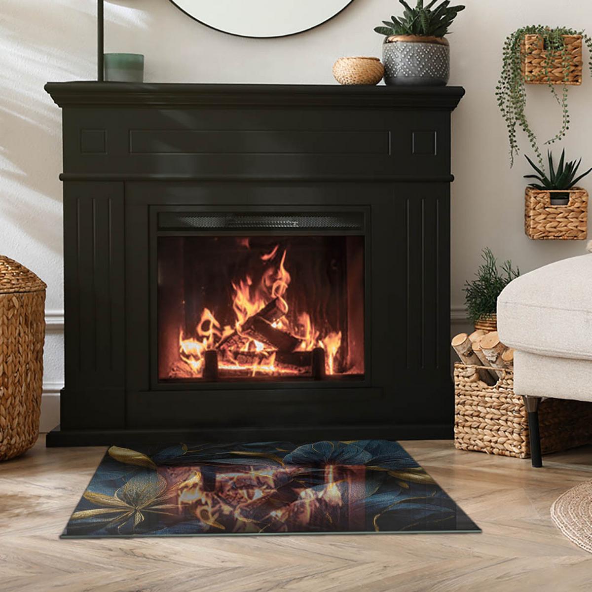 GLASPLATTE für Kamin 80x60 cm - Dunkelblau, Glas (80/60/0.4cm) - TULUP