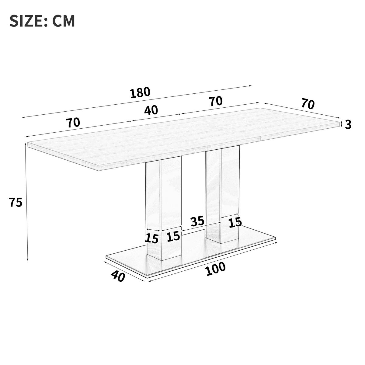 ESSTISCH ausziehbarer holzoptik 140 bis 180 cm, säulengestell für 6-8 personen - Naturfarben, Holzwerkstoff (70/180/75cm) - Urban Meuble