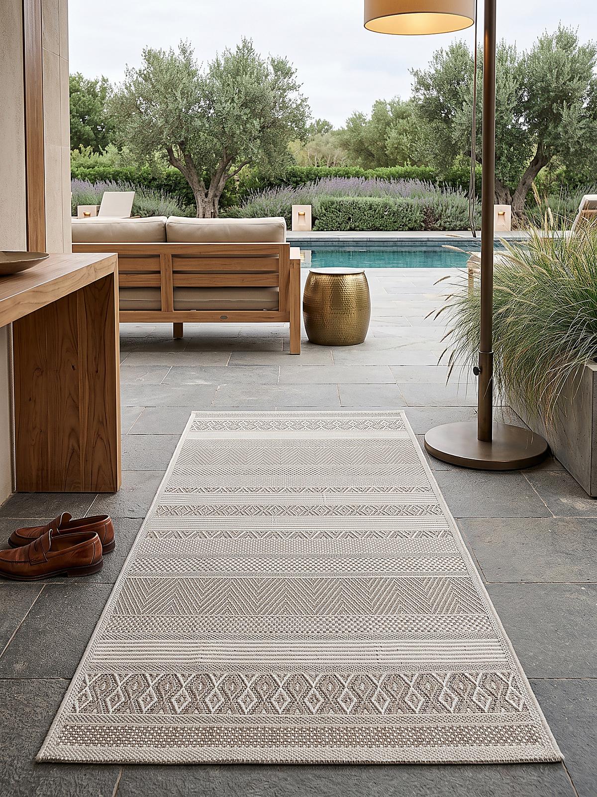 TEPPICH Flachgewebe ESERA Gestreift Polypropylen Beige 80 x 150 cm - Beige, Textil (80/150cm) - KADIMA DESIGN