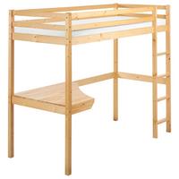 HOCHBETT MIT SCHREIBTISCH 90x200 cm Heller Holzfarbton Loury - Hellbraun, Holz (90/200cm) - Beliani
