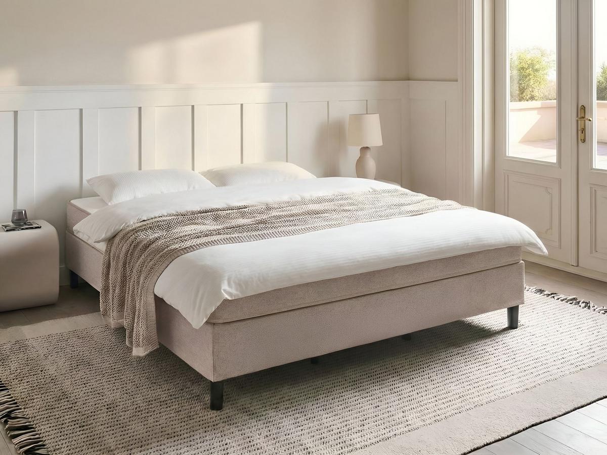 BOXSPRINGBETT ohne Kopfteil 180/200 cm Stoff Beige Countess - Beige, Textil (180/200cm) - Beliani