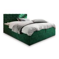 BOXBETT RIVA 140x200 cm mit Matratze und Topper, H2+H3 - Grün - Grün, Holz (140/200cm) - MASSENO