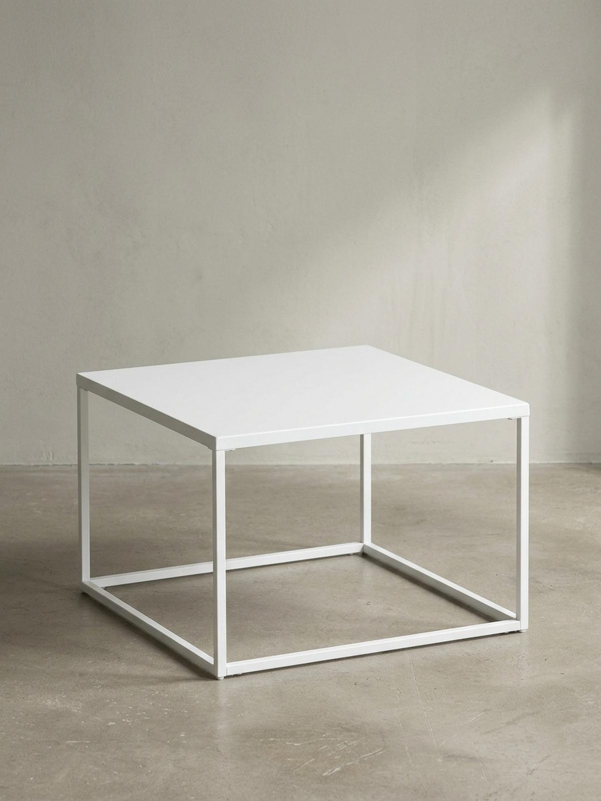 COUCHTISCH Weiß Metall Industrial 60x60x40 cm, Quadratisch - Weiß, Metall (60/60/40cm) - KADIMA DESIGN