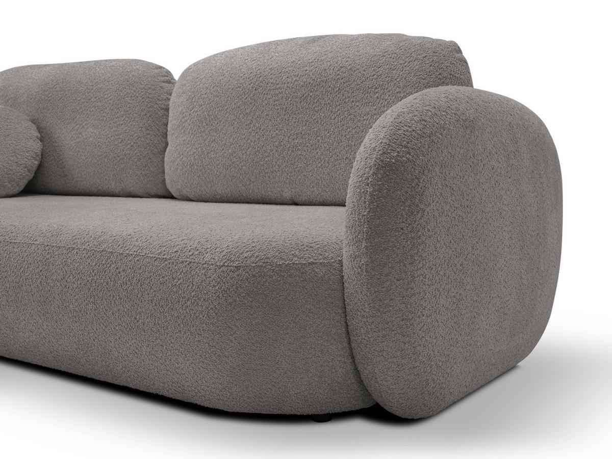 BETTSOFA AMICO Grau Bucle-Stoff mit Schlaffunktion - Grau, Holz (238/86.5/101cm) - MASSENO
