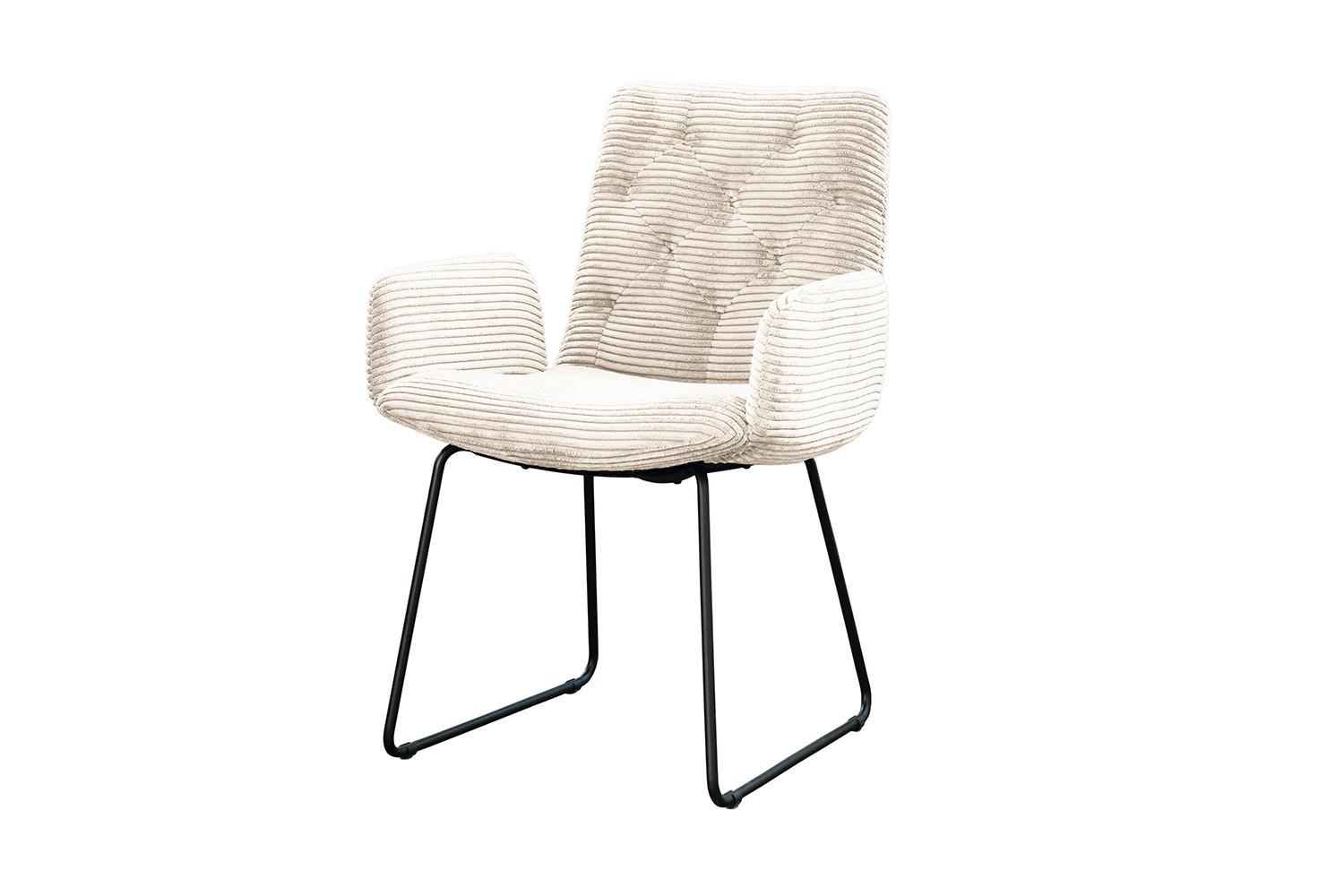 STUHL NEW CHARME Cremeweiß Cord (1er-Set) - Creme, Textil (59/87/66cm) - KAWOLA