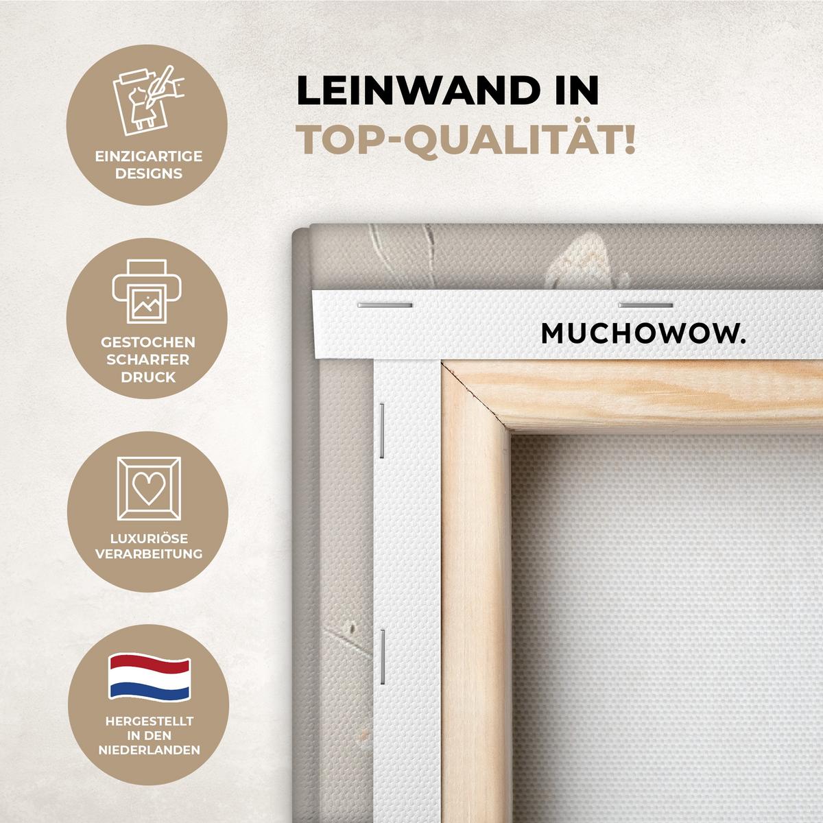 LEINWANDBILD 3er Set Blüte - Beige - Abstrakt - Blumen 120x80 cm - Hellbraun, Textil (120/80cm) - MuchoWow