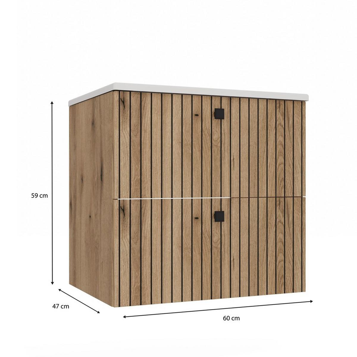 WASCHBECKENUNTERSCHRANK eiche 60/59/47 - Eichefarben, Holzwerkstoff (60/59/47cm) - RAUMHIRSCH FURNITURE
