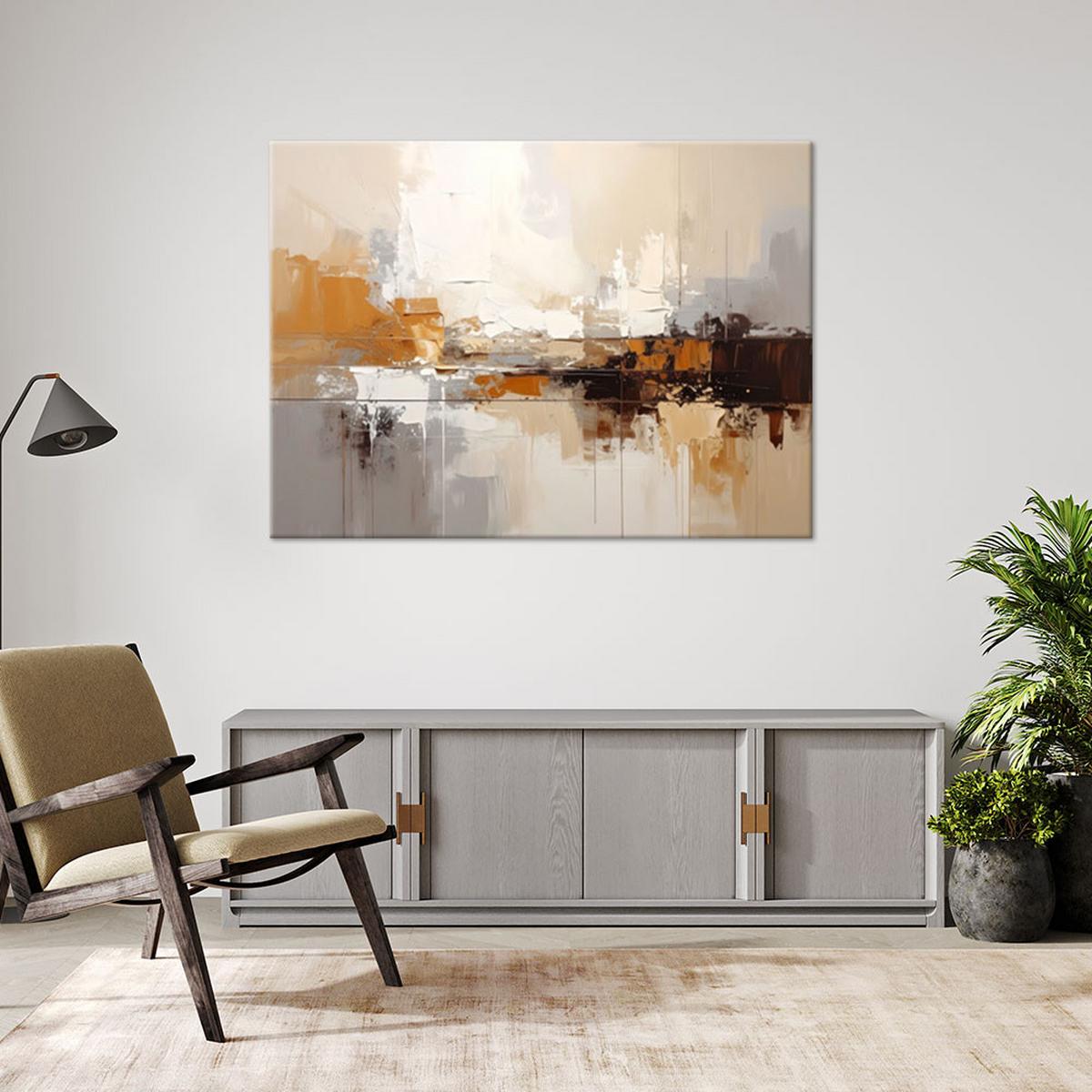 WANDBILD, Beige braune moderne Abstrakt - Braun, Textil (100/70cm) - Feeby