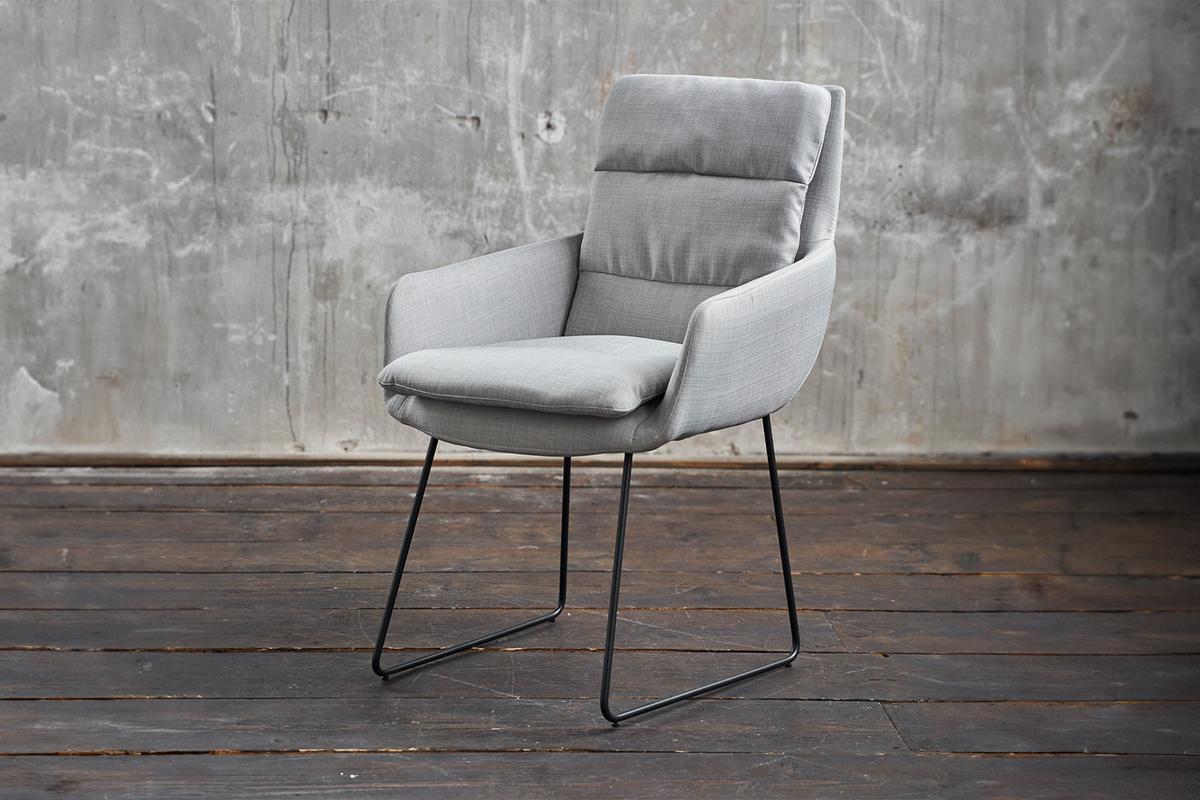 STUHL VINCE Hellgrau Webstoff - Hellgrau, Textil (60/92/58cm) - KAWOLA
