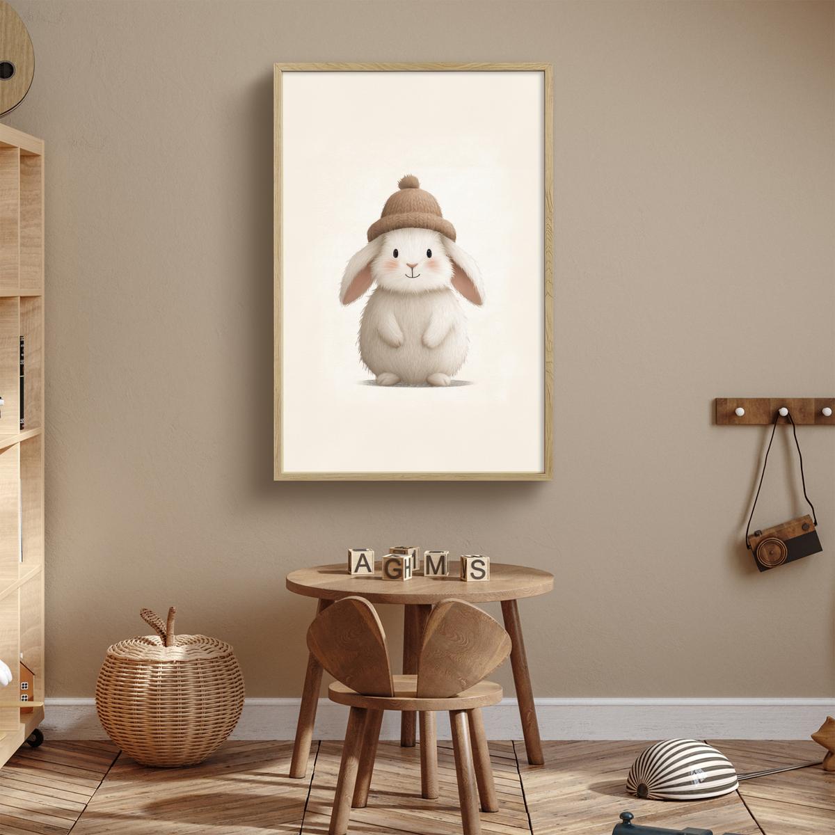NACHTTISCHLAMPE MIT AKKU Kaninchen - Hut - Ohren - Beige 70x100 cm - Creme, Holzwerkstoff (8/70/100cm) - OnlyWow