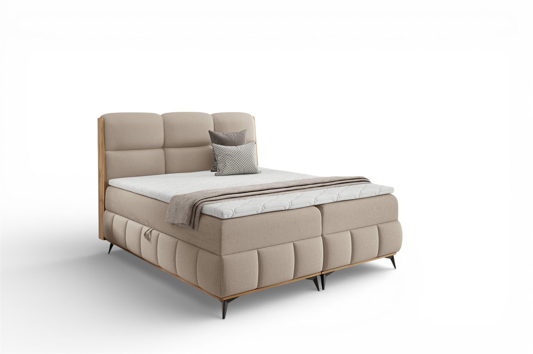 BOXBETT Charlie - Beige, Holzwerkstoff/Textil (200/200cm) - Fun Möbel