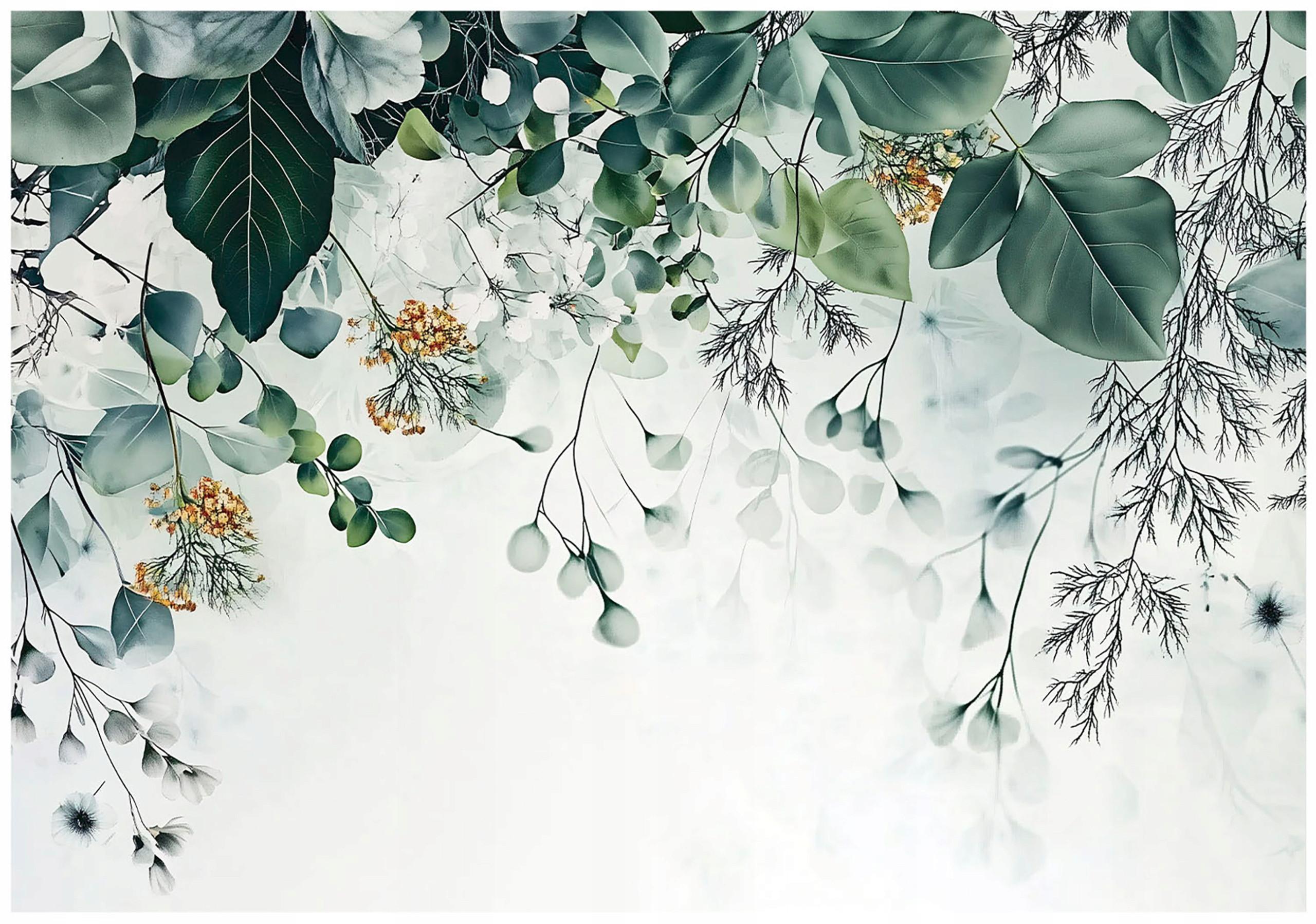 FOTOTAPETE Blätter Grün Natur Vlies Tapete Wohnzimmer Schlafzimmer 300x210 - Grün, Papier (300/210cm) - Wallarena