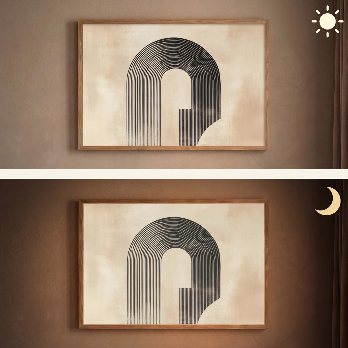 WANDLEUCHTE MIT AKKU Schleife - Streifen - Minimalistisch - Schwarz 100x70 cm - Beige, Holzwerkstoff (100/70/8cm) - OnlyWow