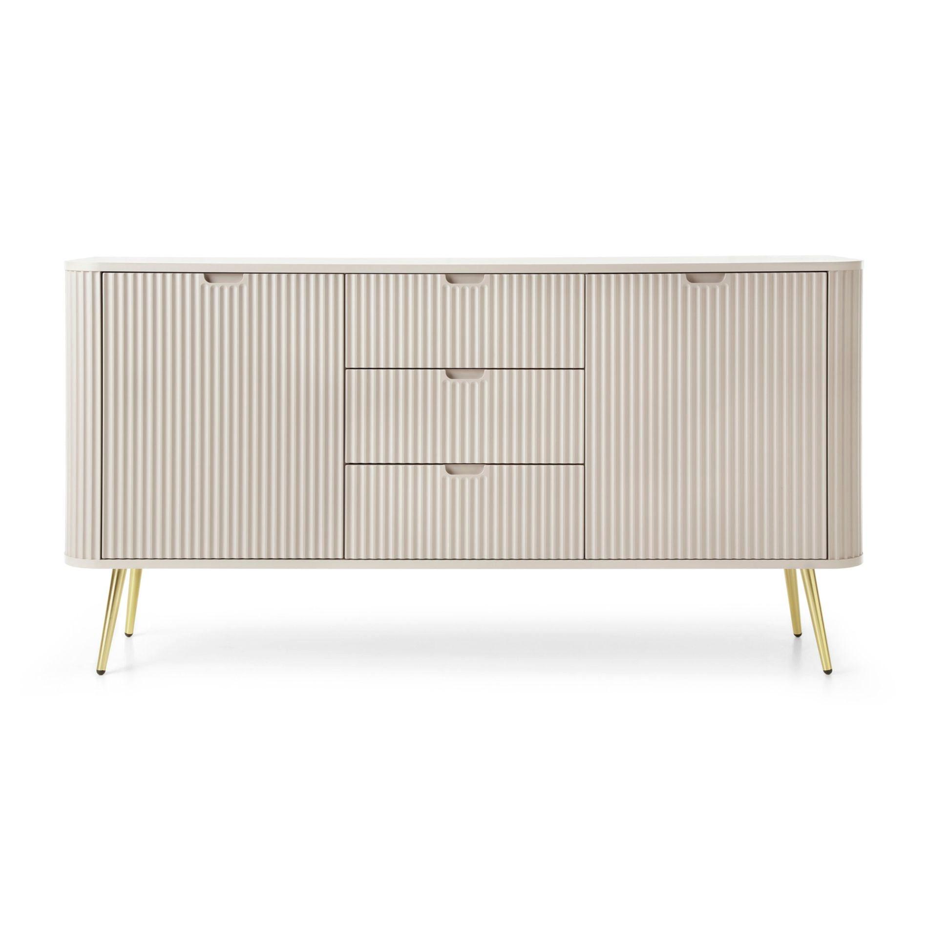 SIDEBOARD Zova Greige mit goldenen Beinen 168 cm - Taupe/Goldfarben, Holzwerkstoff/Metall (168/87/39cm) - Selsey