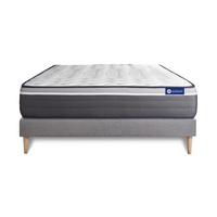 BETT Actilatex plus Latex und Memory-Schaum 160 x 190 cm h4 - Kit Bettgestell Grau - Beige/Grau, Karton/Holz (160/190cm) - ACTISOM