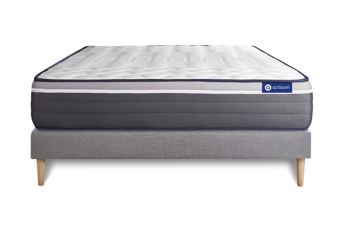 BETT Actimemo plus Memory-Schaum 135 x 200 cm h4 - Kit Bettgestell Grau - Beige/Grau, Karton/Holz (135/200cm) - ACTISOM