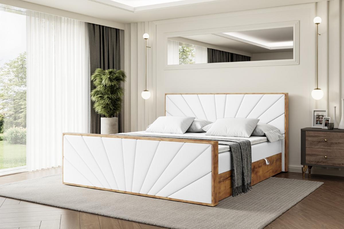 BOXBETT mit Matratze H4 und Lattenrost - LOLLI6-Z - 180x200 - Weiß Kunstleder - Weiß, Holzwerkstoff (180/200cm) - ALTDECOR