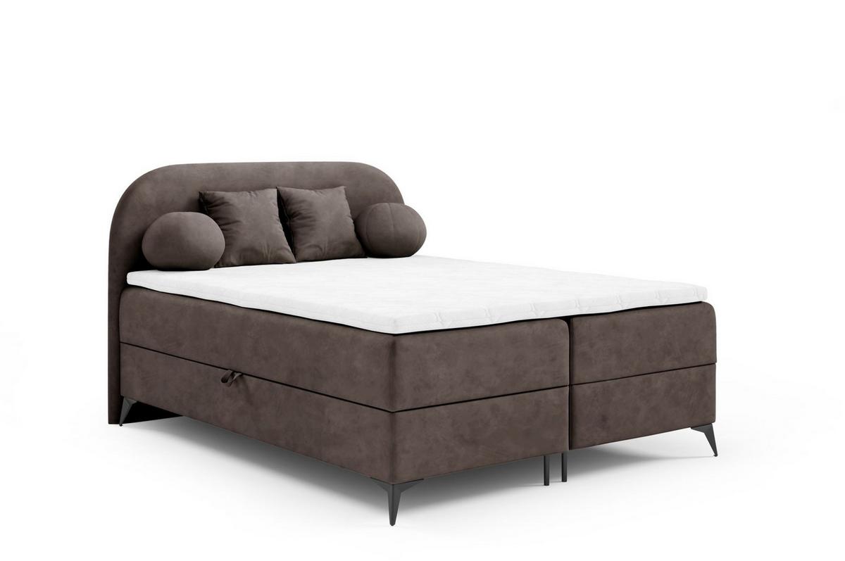 BOXBETT Gorgia In Stoff Jasmin - Dunkelbraun, Holzwerkstoff/Textil (180/200cm) - Fun Möbel