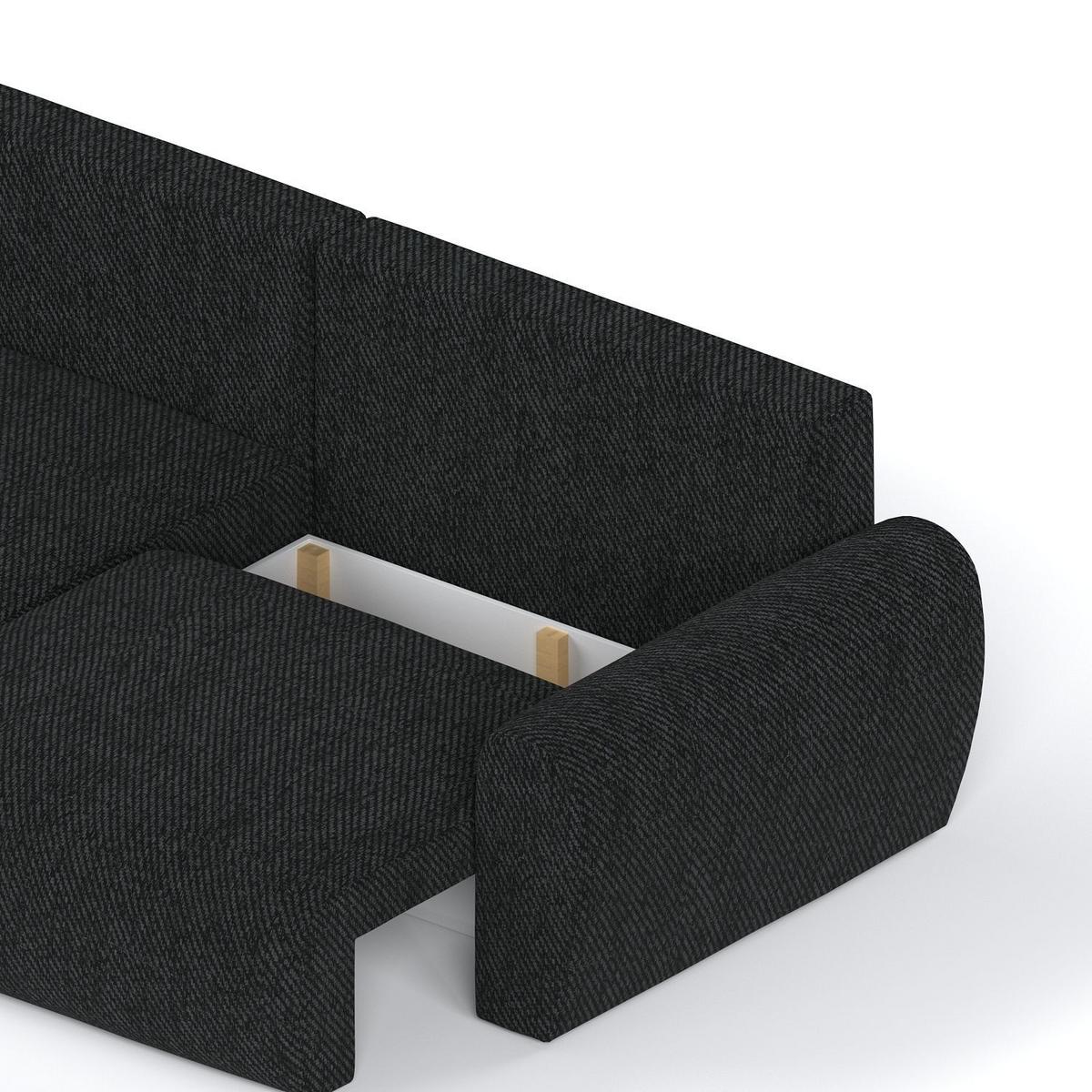 ECKSOFA OMARI mit Schlaffunktion Schwarz im Neve Stoff - Schwarz, Holz/Holzwerkstoff (253/153cm) - AltaBeds