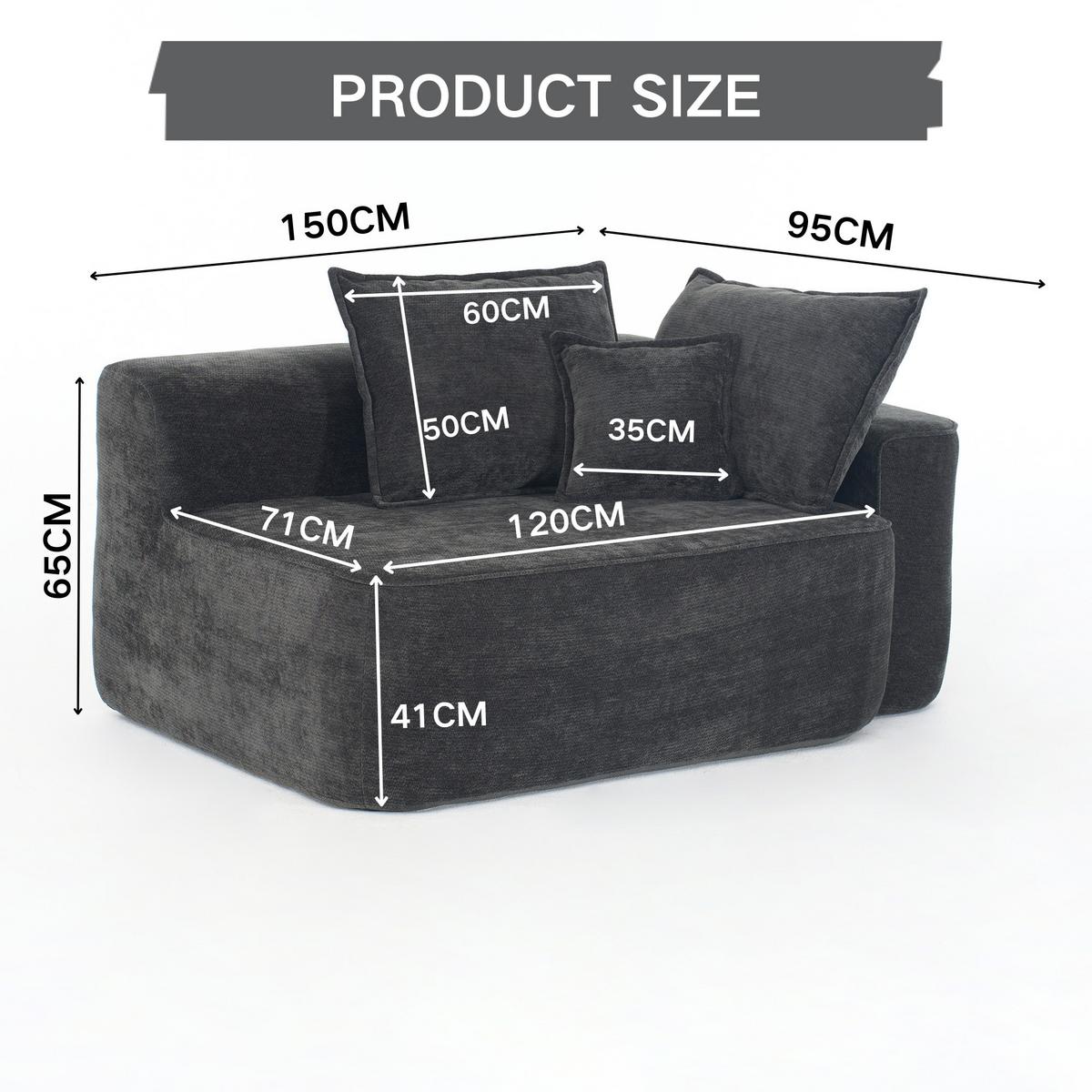 2-SITZER SOFA in Chenille Montagefrei - Dunkelgrau, Textil (150/65/95cm) - Urban Meuble