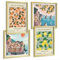 BILDER SET 4er Set - 50x50 cm & 40x60 cm Goldrahmen - Zitrusfrüchte der italienischen Tropen - Goldfarben, Kunststoff (50/50cm) - TULUP