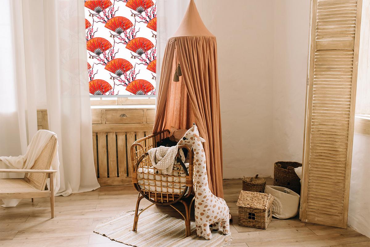 INNENROLLO - Fensterrollo - Rollo - 150x140 cm - Roter Fächer - Rot, Kunststoff (150/140/0.5cm) - TULUP