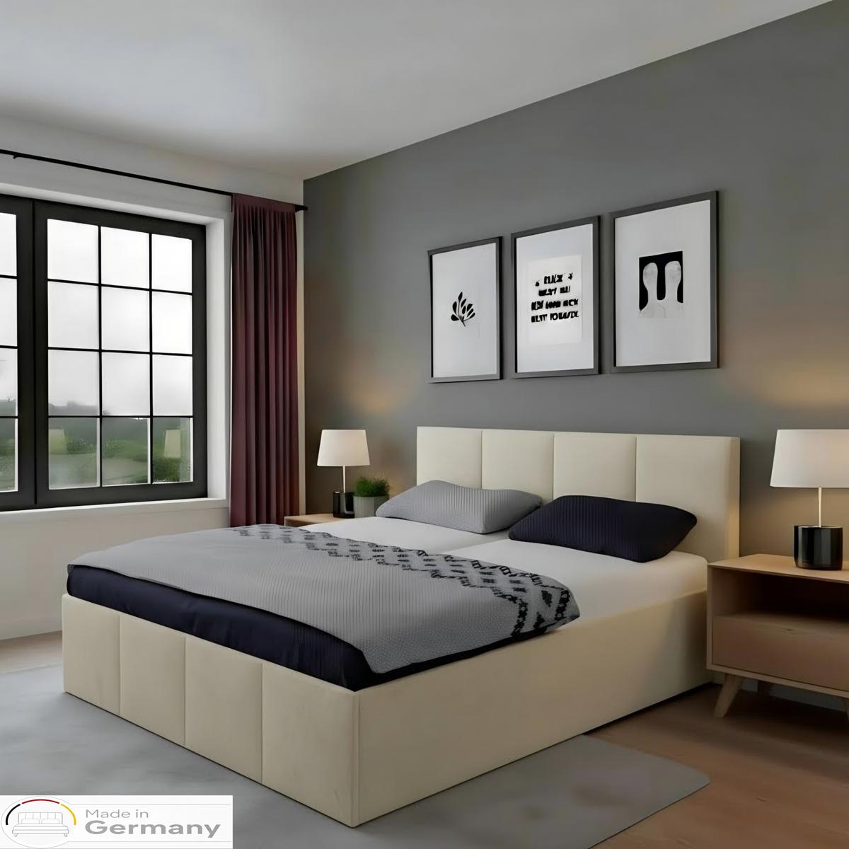 POLSTERBETT Dalas Beige 180 x 200 x 40 cm Stauraum Mit hochwertiger Matratze H3 (bis 120 kg) und Lattenrost - Beige, Holz (180/200cm) - Halmon Schlafkomfort Betten 