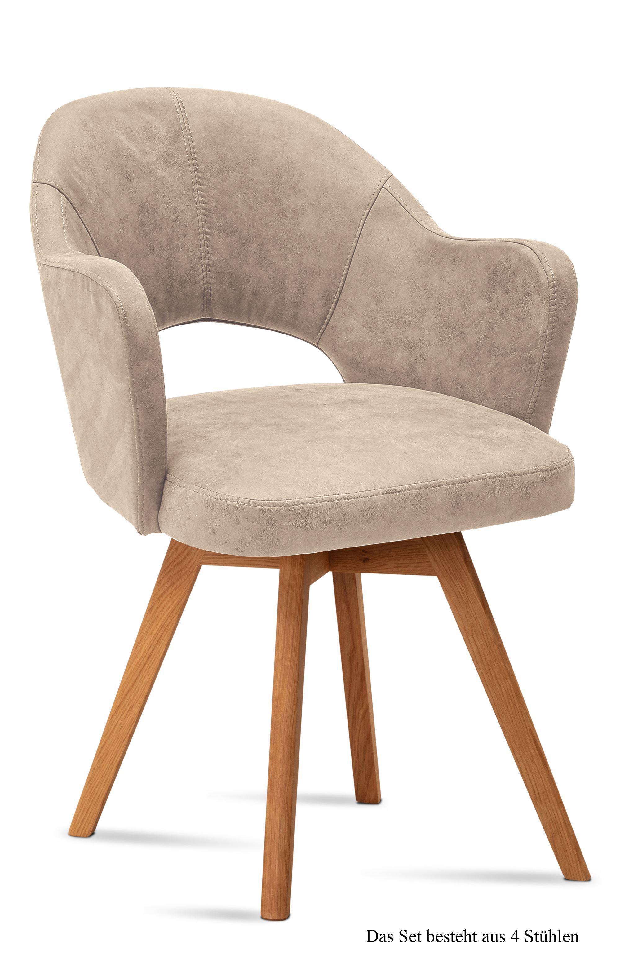 ARMLEHNSTUHL (4er-Set) Dolly 59x87x61 Eiche geölt/Natur - Eichefarben/Naturfarben, Kunststoff (61/87/59cm) - 58aufmkessel