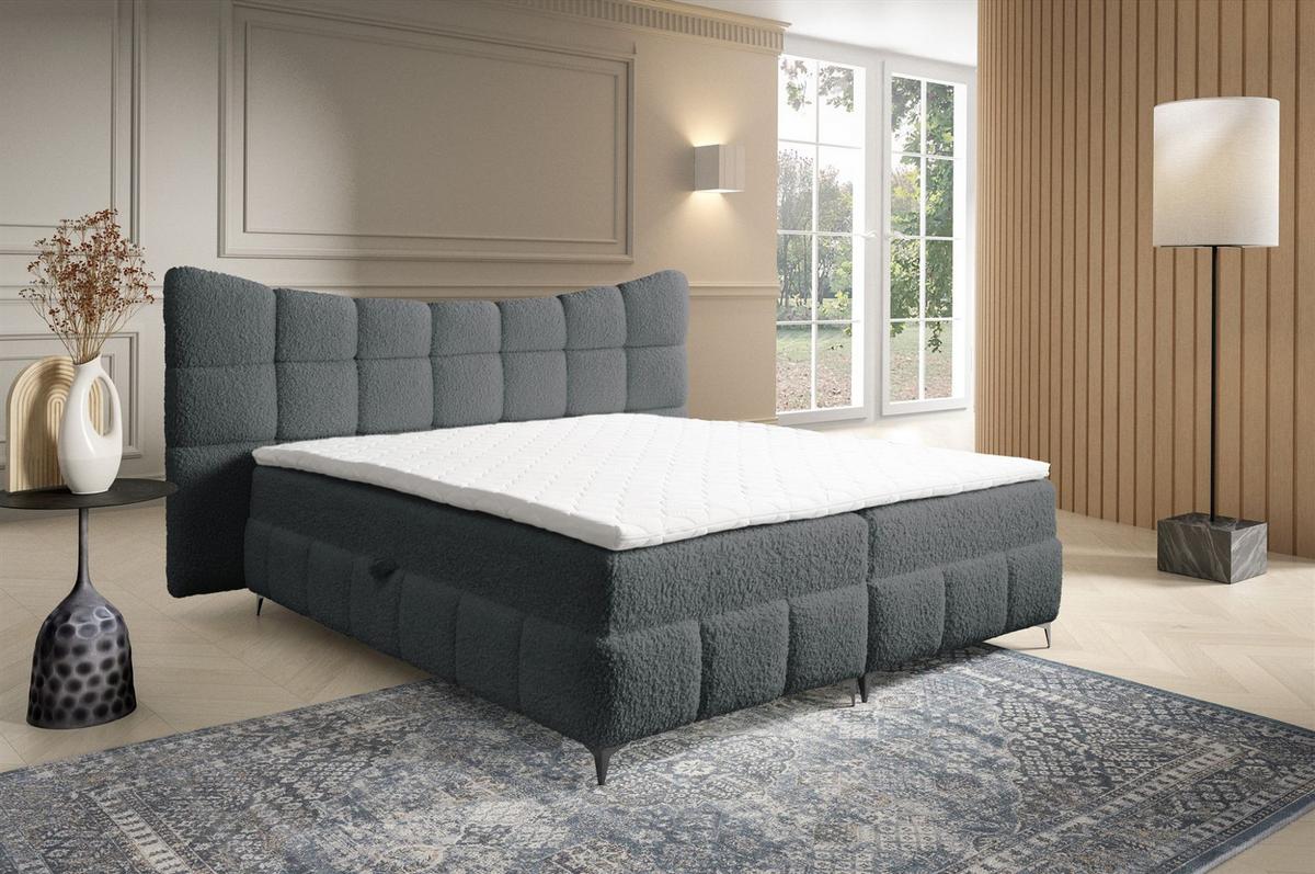BOXBETT Nova In Rolf - Dunkelgrau, Holzwerkstoff/Textil (180/200cm) - Fun Möbel
