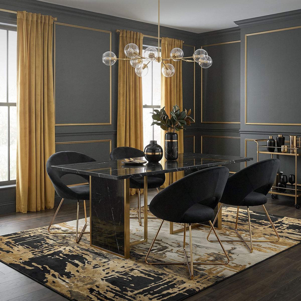 ESSZIMMERSTUHL Schwarz Samt - Goldfarben/Schwarz, Metall (53/77/64cm) - ML-DESIGN