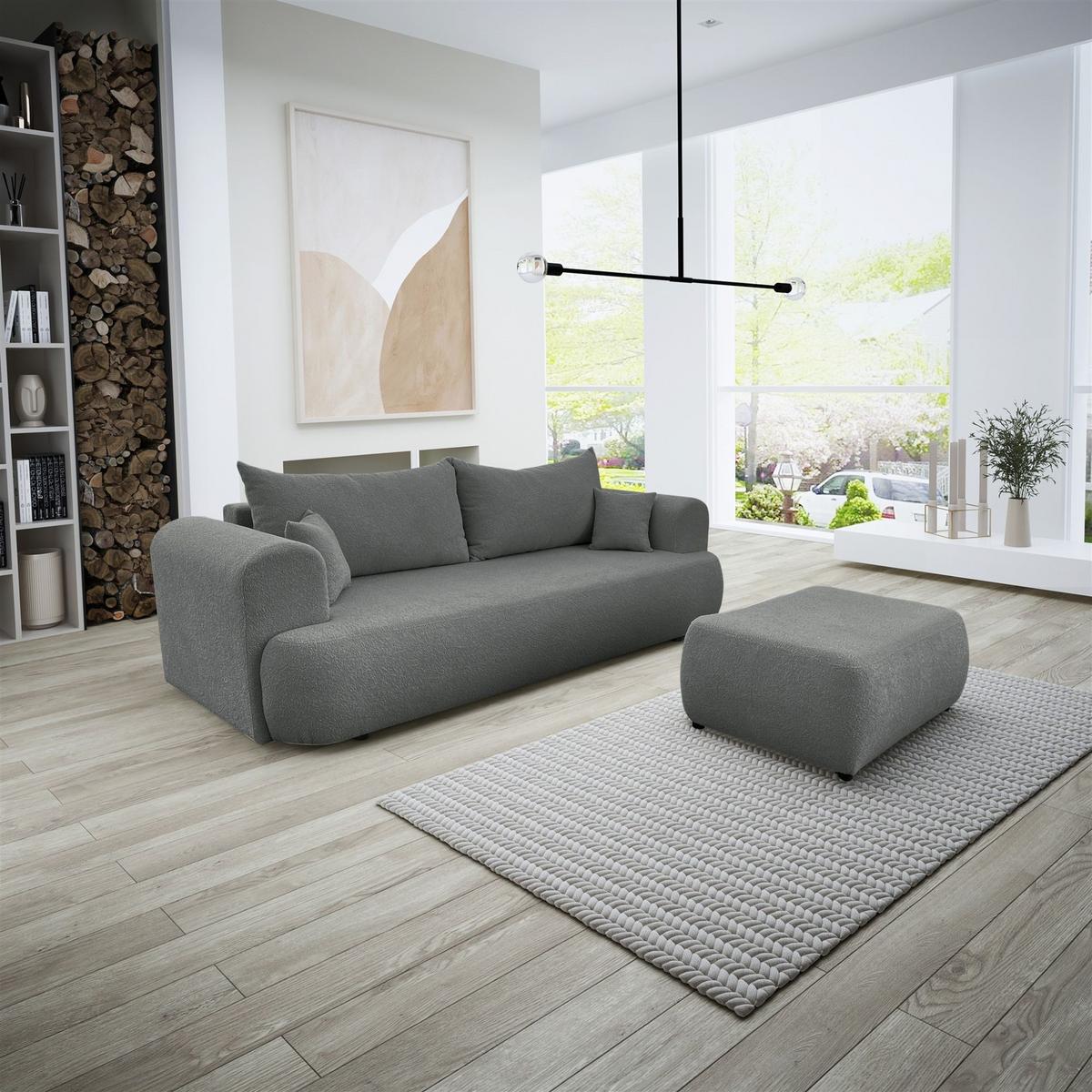 POLSTERHOCKER Anike In Now Or Never - Dunkelgrau, Holzwerkstoff/Textil (98/42/66cm) - Fun Möbel