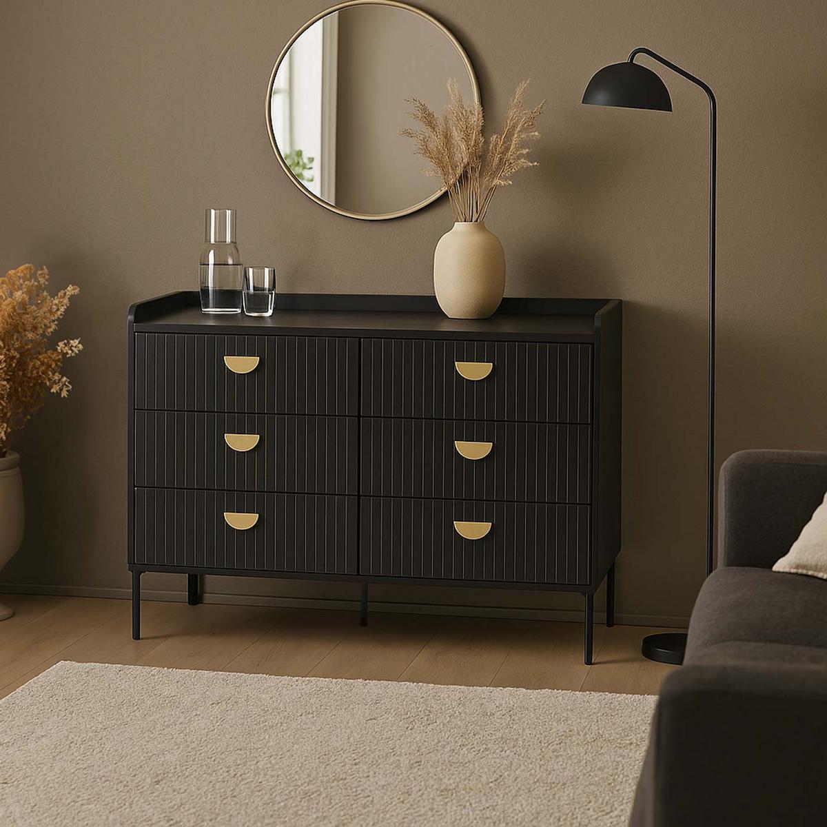 KOMMODE Schwarz - Schwarz, Holz (120/80/44cm) - MCW