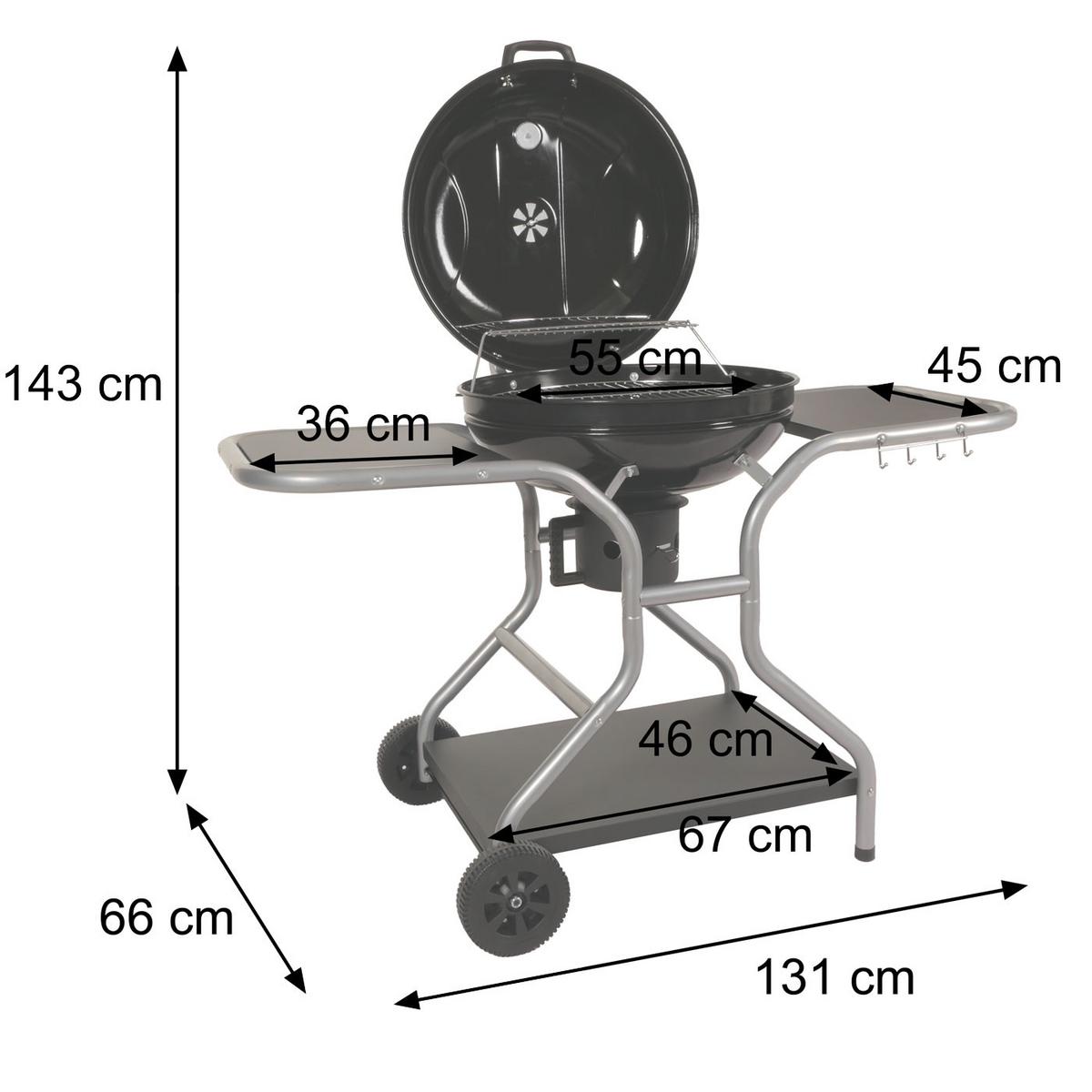 GRILLWAGEN Schwarz - Schwarz, Metall (131/143/66cm) - MCW