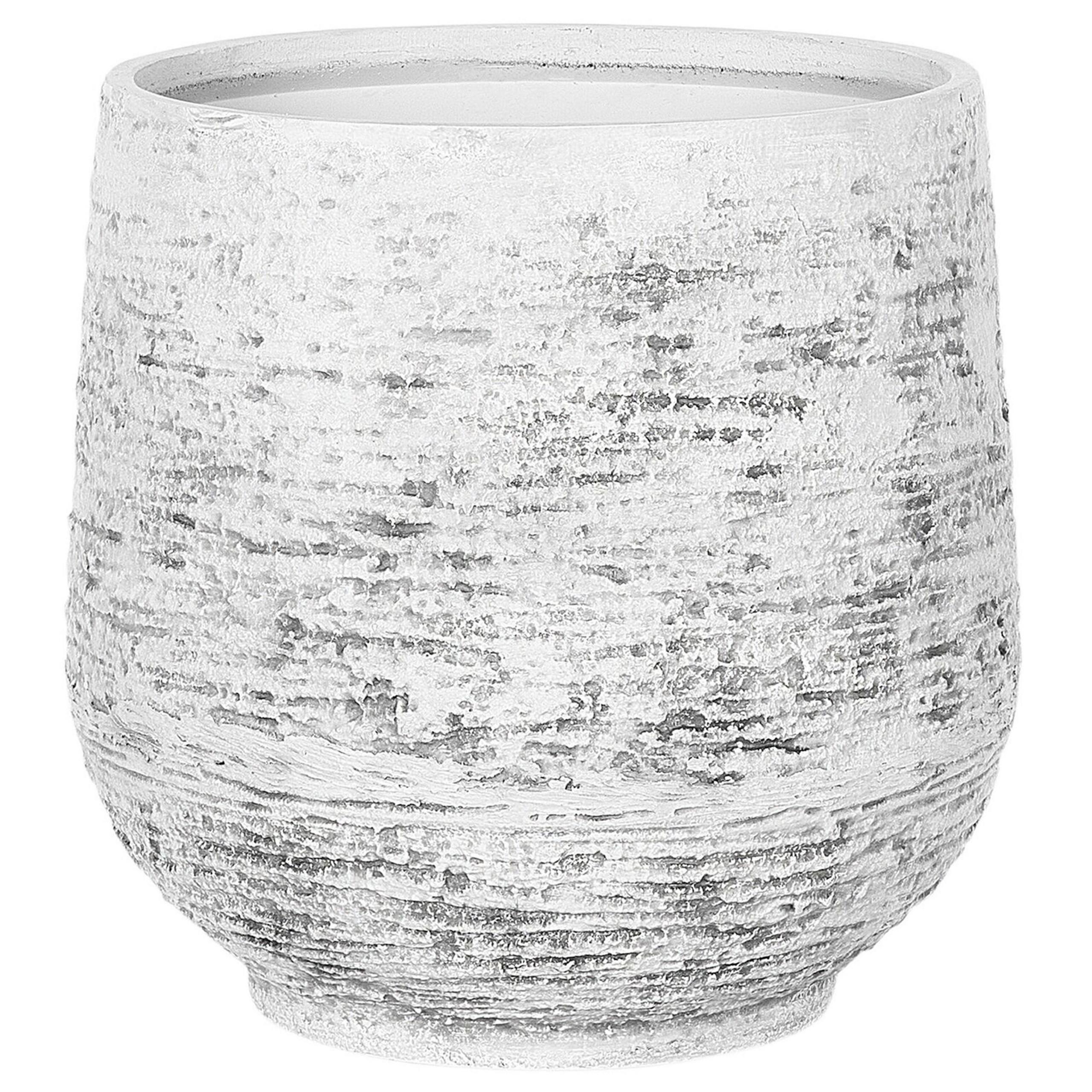 BLUMENTOPF hellgrau rund 48/48/53 cm Dioni - Hellgrau, Naturmaterialien (53cm) - Beliani