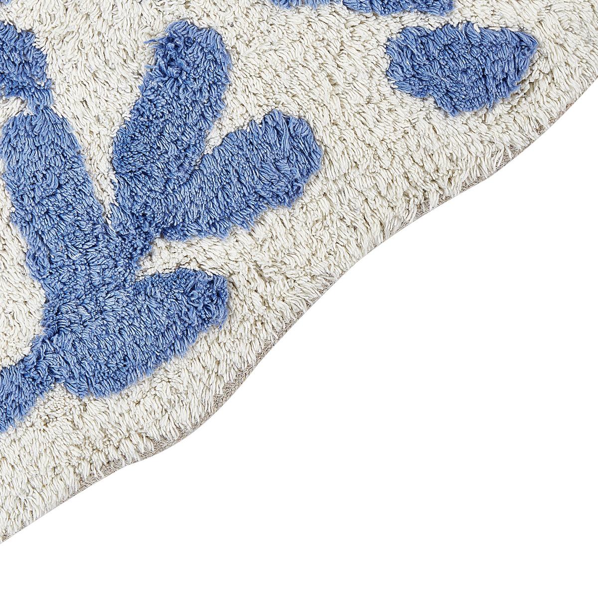BADEMATTE Blau 60 x 90 cm Derik - Blau/Weiß, Textil (60/90cm) - Beliani