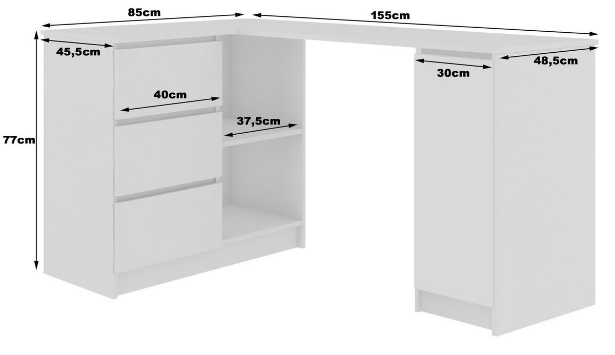 SCHREIBTISCH Weiß, Weiß Glanz 77/155/85 - Weiß, Holzwerkstoff (120/50/77cm) - RAUMHIRSCH FURNITURE