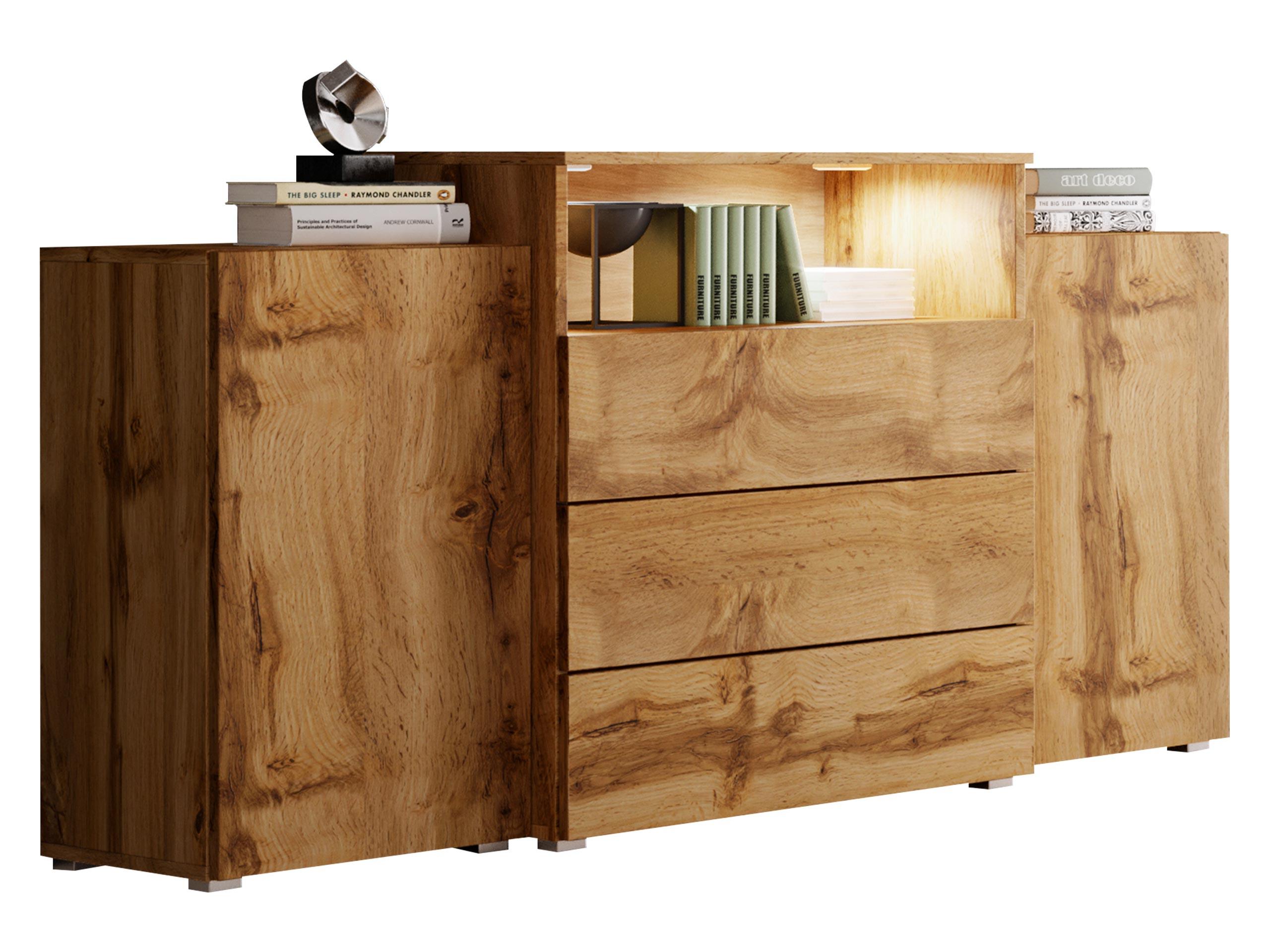 SIDEBOARD Urban III - Eiche Wotan/Alufarben, Holzwerkstoff/Kunststoff (150/81/39cm) - MIRJAN24