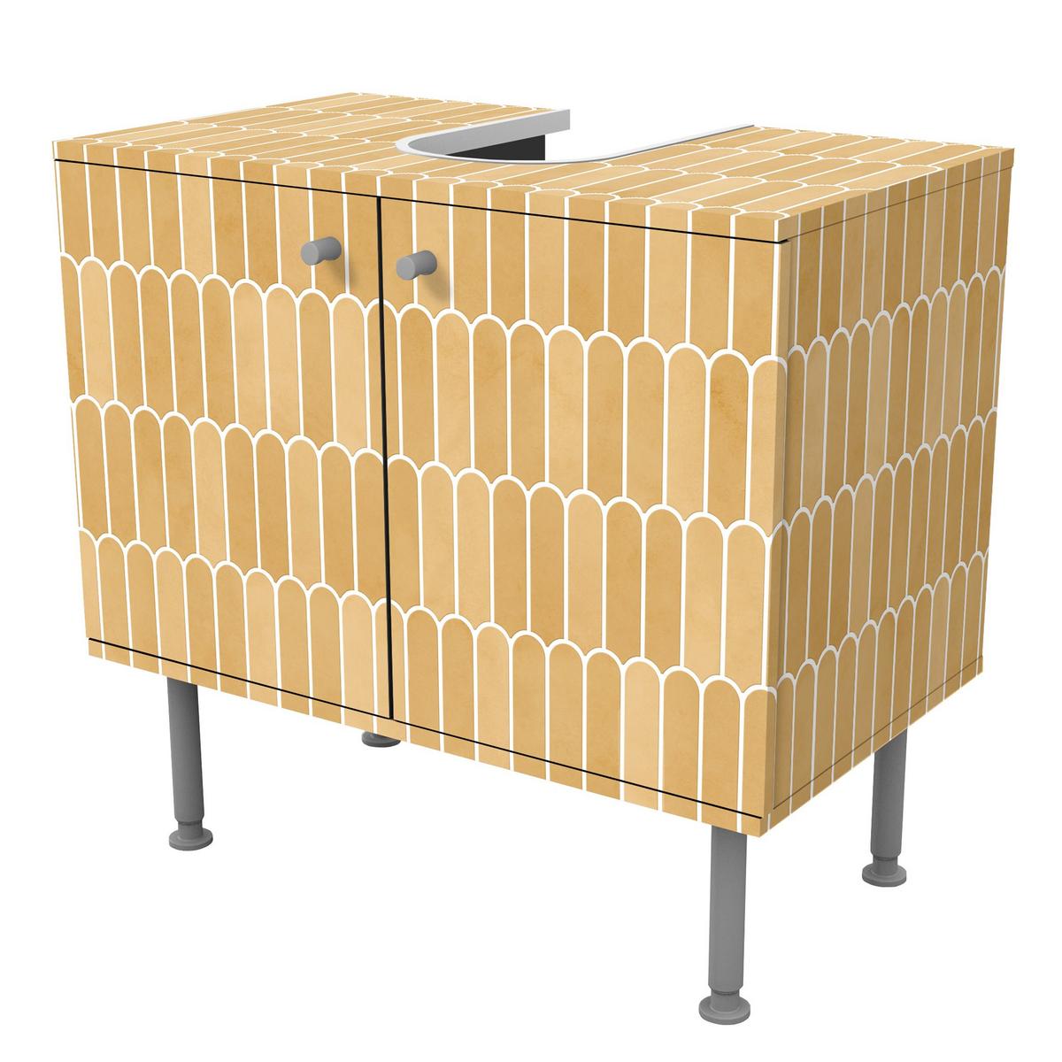 WASCHBECKENUNTERSCHRANK Fischschuppen Fliesen Gelb 60/55/35 cm - Gelb, Holzwerkstoff (60/55/35cm) - Bilderwelten