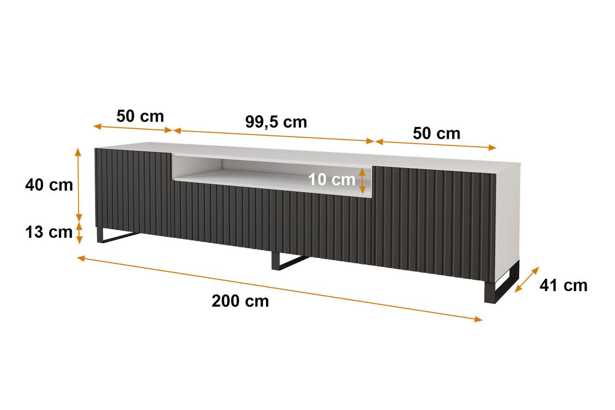 LOWBOARD KITO-S 200x53x41 cm - Weiß / Schwarz - Schwarz/Weiß, Holzwerkstoff (200/53/41cm) - ALTDECOR