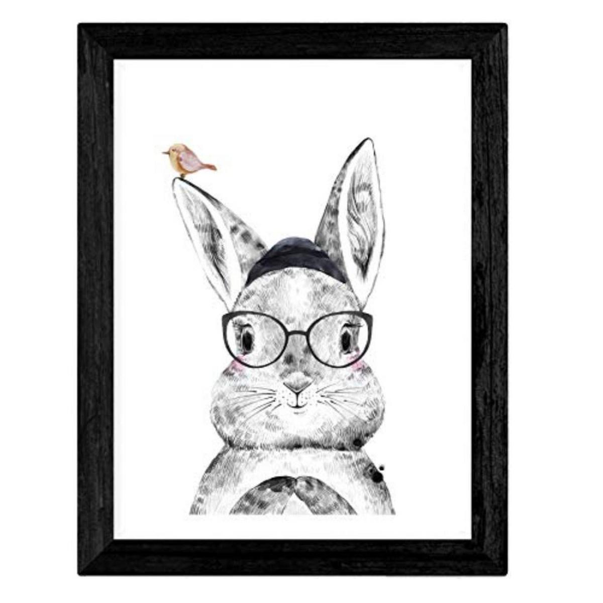 POSTER Set mit 4 Kinder Tiere mit Gläsern A3 Rahmenlos - Klar, Papier (29.7/3cm) - Nacnic