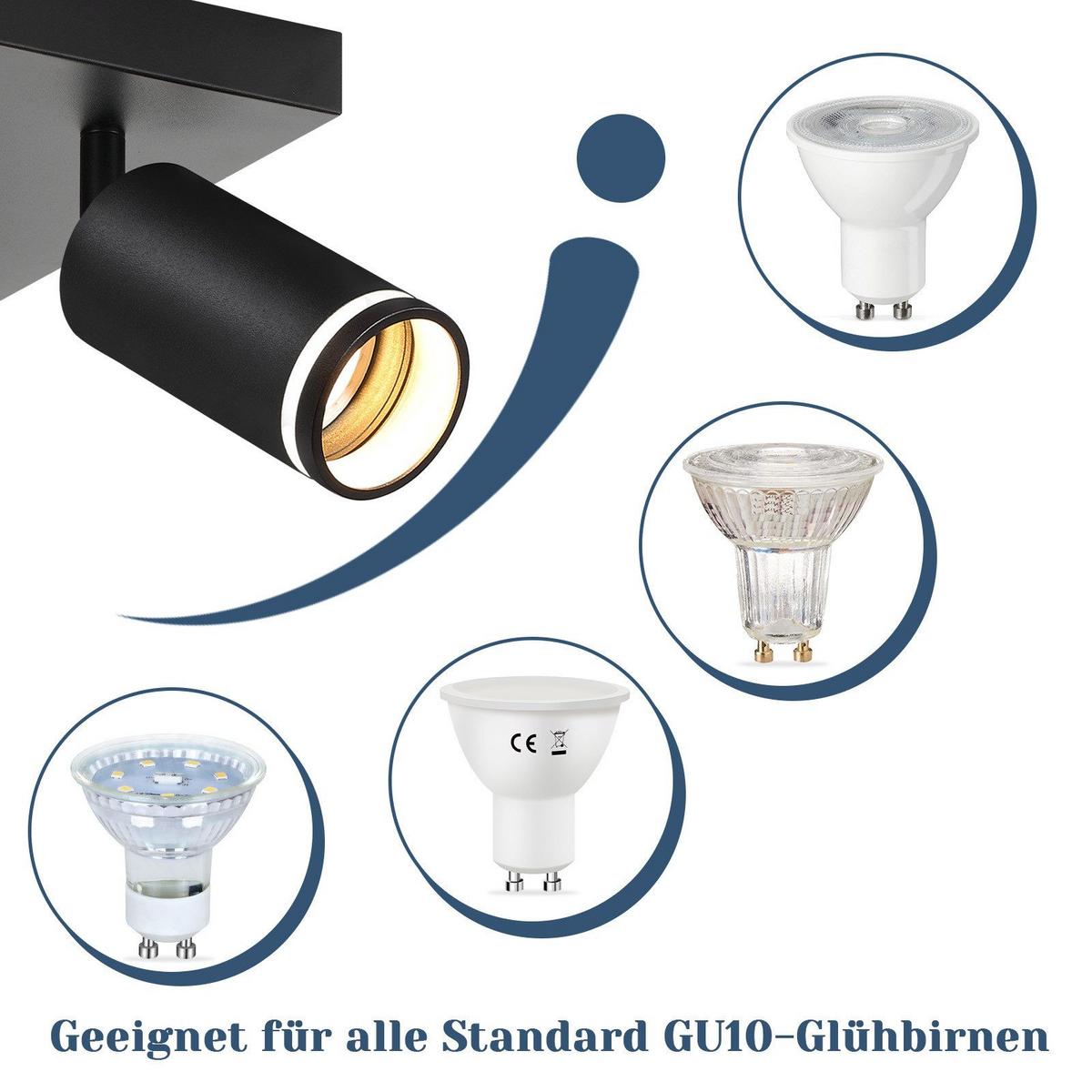 DECKENSTRAHLER Solingen 4-flammig 25/25/17 cm - Schwarz, Metall (25/25/17cm) - Nettlife