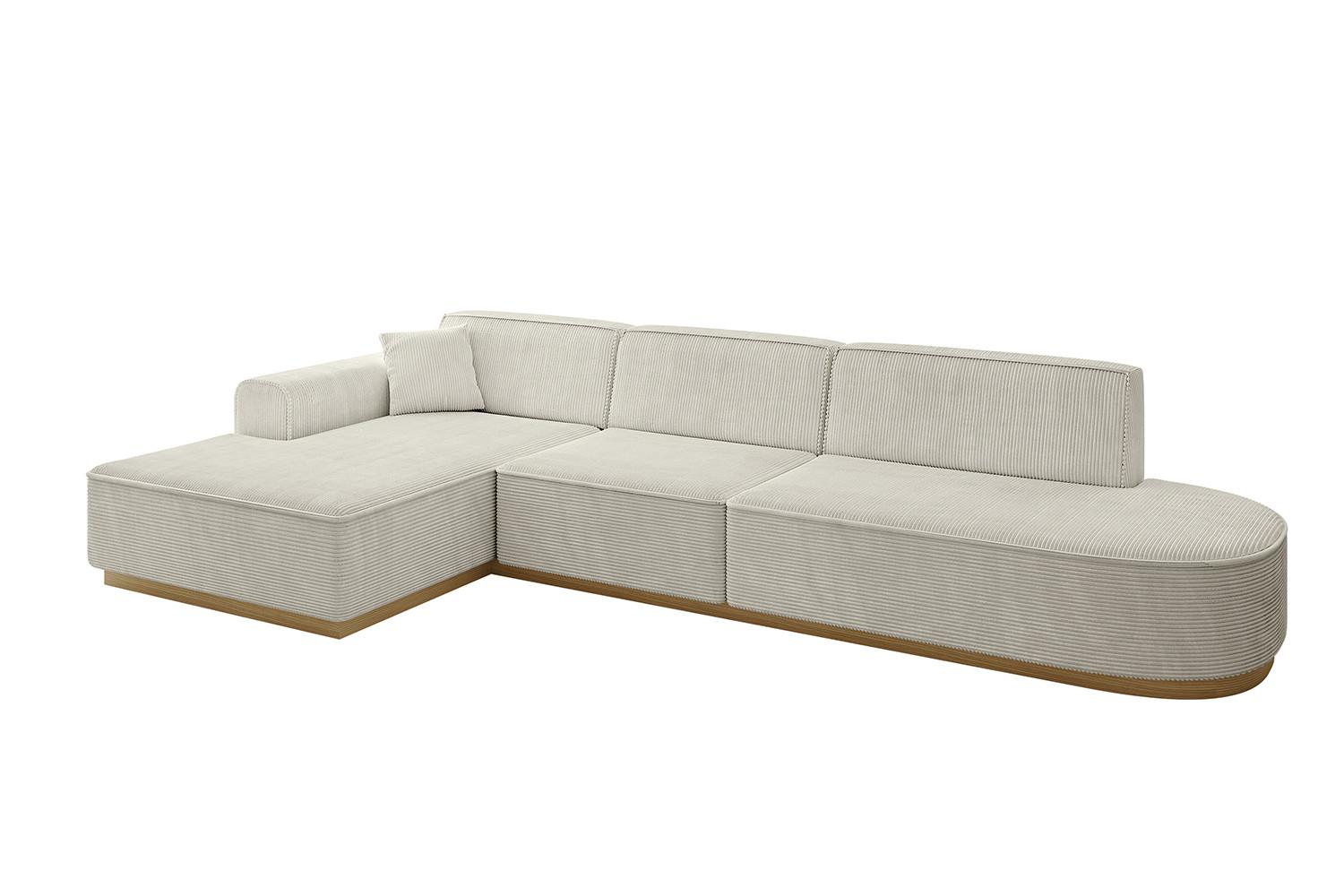 ECKSOFA Ottomane Links IREA-L2-v2 - 327x165x80 cm Creme - Ecru/Creme, Holzwerkstoff/Textil (327/165cm) - ALTDECOR