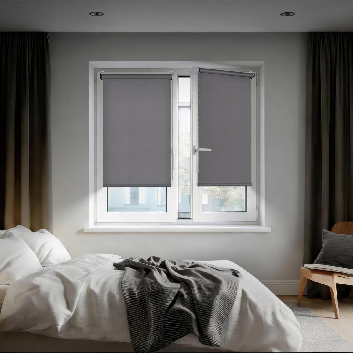 VERDUNKELUNGSROLLO Moon Easyfix Grau 100x180 - Graphitfarben, Kunststoff (100/180/1cm) - STORESDECO